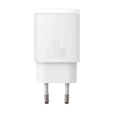 Мережевий зарядний пристрій Baseus Compact Quick Charger U+C 20W EU White