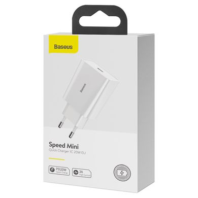 Мережевий зарядний пристрій Baseus Speed Mini Quick Charger 1C 20W EU White