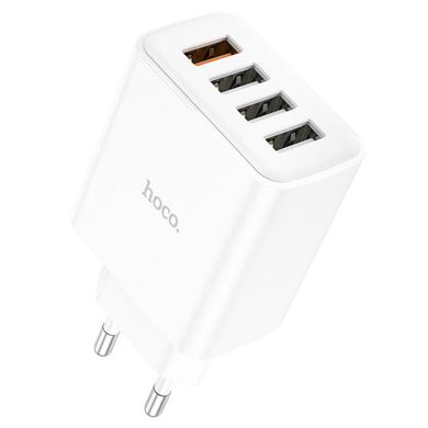 Мережевий зарядний пристрій HOCO C102A Fuerza QC3.0 four-port charger White