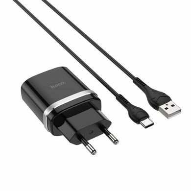 Мережевий зарядний пристрій HOCO C12Q Smart QC3.0 charger set(Type-C) Black