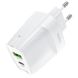 Мережевий зарядний пристрій HOCO C85A Bright dual port PD20W+QC3.0 charger White