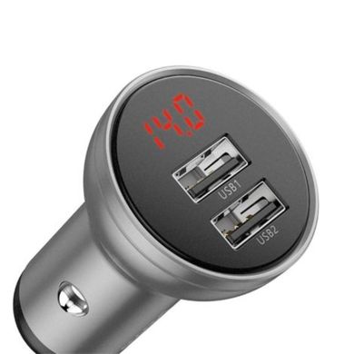 АЗП Baseus Digital Display Dual USB 4.8A Car Charger 24W Silver