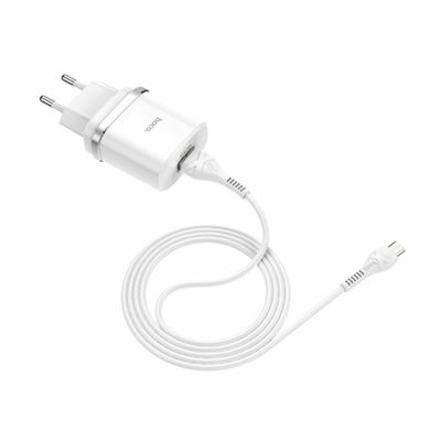 Мережевий зарядний пристрій HOCO C12Q Smart QC3.0 charger set(Micro) White