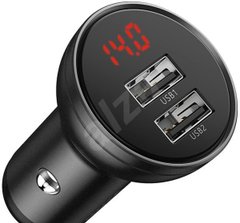 Автомобільний зарядний пристрій Baseus Digital Display Dual USB 4.8A Car Charger 24W Grey