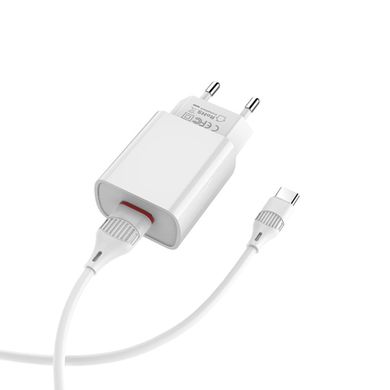 Мережевий зарядний пристрій BOROFONE BA20A Sharp single port charger set(Type-C) White
